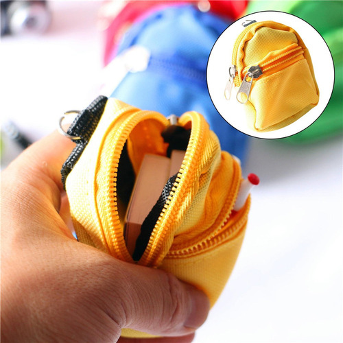 Mini Bolso De Muñeca Mochila Con Cremallera Amarillo