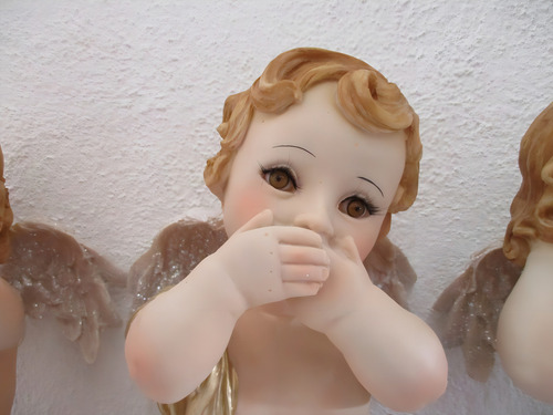 Figuras de resina: Anjos das 3 Virtudes, 27 cm, várias cores