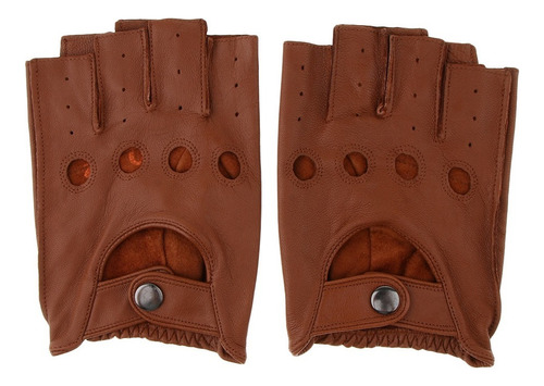 Retro Pu Cuero Hombres Sin Dedos Conducir Ciclismo Guantes L