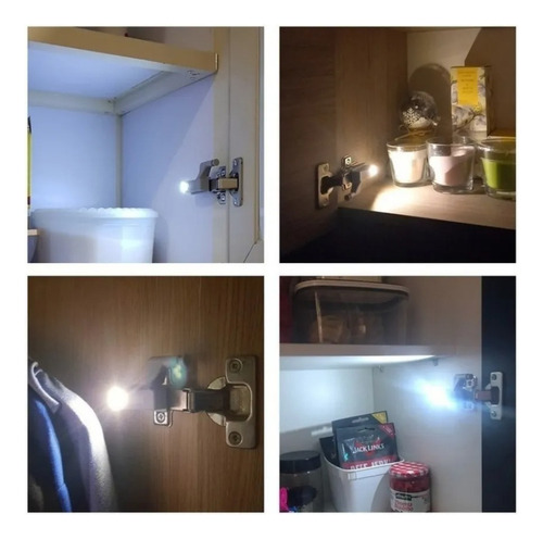 10 Luminária Armário Guarda Roupa Automática Led Dobradiça. Cor Branco Quente