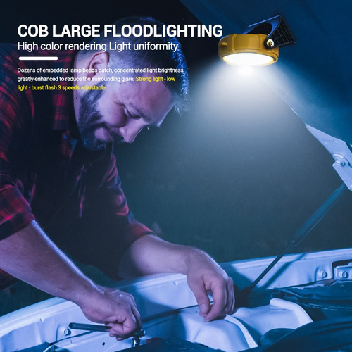 Lámpara Solar Cob Tipo C, Linterna Recargable Con Cola Magné