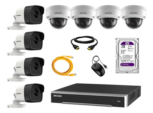 Camara Seguridad Ip Poe Full Hd Kit 8 Hikvision Disco 2tb Wd