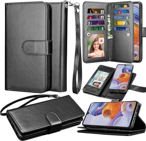 Funda Negra Cartera Para LG Stylo 6 Takfox