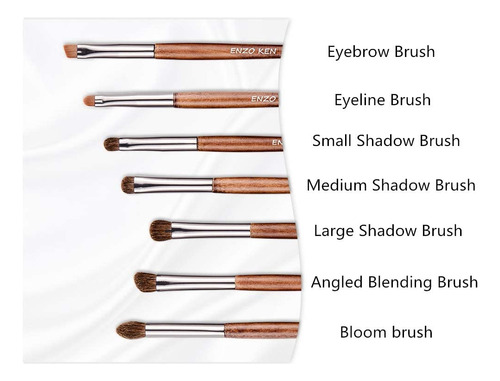 Set De Brochas Enzo Ken Natural Pony Hair Para Sombras De Oj