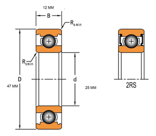 Rodamiento Balero De Bolas 6005-2rs 25x47x12 Timken