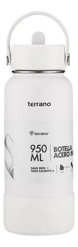 Botella Térmica Terrano 950ml. C/pico. Y Accesorios Color Blanco