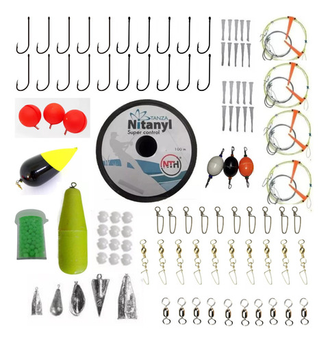 Kit Completo +90 Articulos Pesca Pejerrey Anzuelos Lineas