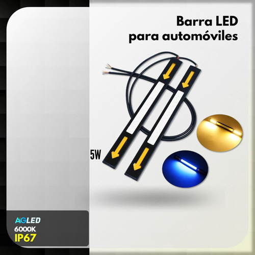 Barra Led Auto 5w Cob 17cm Color Dual Con Direccional