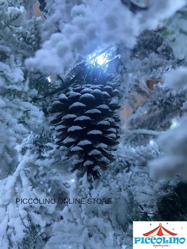 Imagen 2 de 3 de Árbol De Navidad 2.40mt Con Nieve Y Luces Led Premium Blanco
