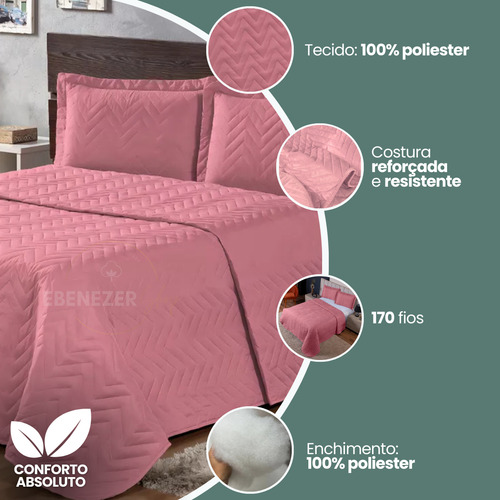 Cobre Leito Cama Queen Cama Box Com Porta Travesseiros Toque Macio Cor Rose