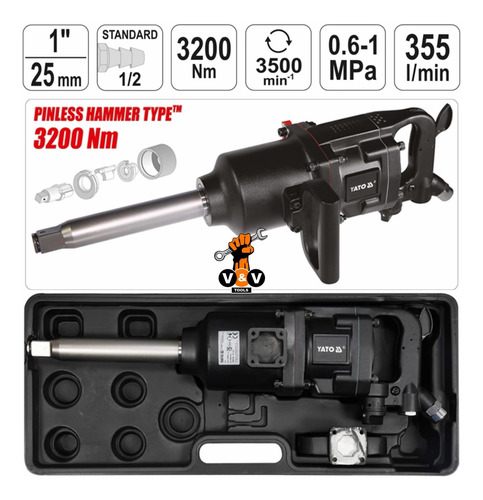 Imagen 2 de 4 de Llave Impacto Neumatica 1 Pulgada 3200nm Yato / Vyvtools