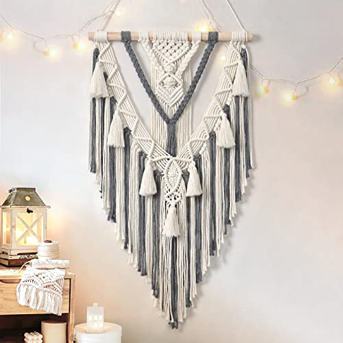 Macrame Woven Wall Hanging Boho Geometric Woven Tapestr...