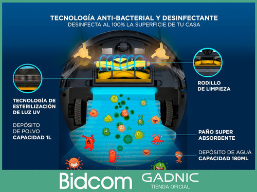 Aspiradora Inteligente Robot Trapeadora Gadnic + Control App
