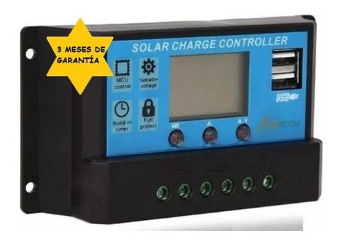 Controlador Regulador Carga Solar Dual Usb 30a 12v Cargador