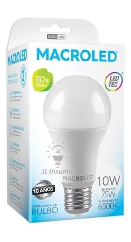 Pack X10 Lampara Led Foco Bulbo Macroled 10w E27