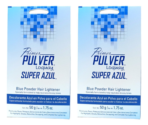 Polvo Decolorante Pack 2pz Super Azul  50g Loquay