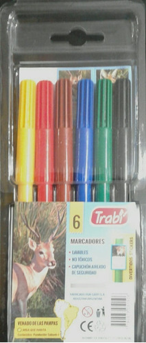 Marcador Fibra X 6 Colores Surtidos Trabi 