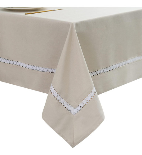 Mantel Resistente Impermeable Con Encaje Blanco Para Comedor