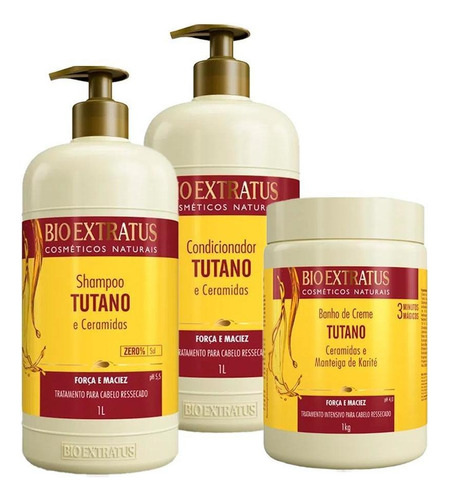  Kit Tutano Bio Extratus - Shampoo + Cond + Banho Creme 1l