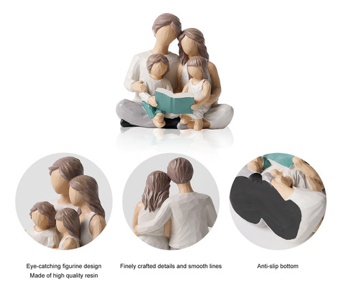 Familia De 4 Figuras De Libros De Lectura, Figuras Pintadas