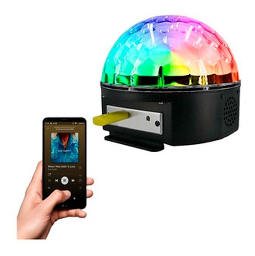 Imagen 3 de 4 de Bola Esfera Led Rgb Control Mp3 Usb Luz Parlantes Bluetooth