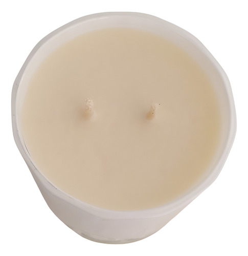 Vela De Soja Vaso Labrado Color De 300 Ml Blanco Vaso Labrado Blanco Azahar / Papaya