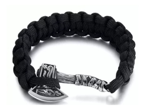 Pulsera Nórdica Paracord De Hombre Hacha De Acero Vikinga