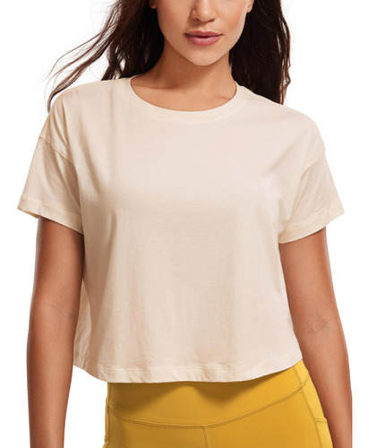 Crz Yoga Camiseta Corta De Algodón Pima Para Mujer, De Man.
