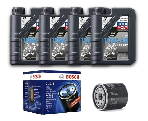 Pack 4lts Liqui Moly Street 10w40 + Filtro Aceite Bosch