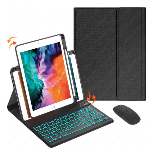 Funda Teclado Iluminado Y Mouse Para iPad 9th/8th/7th 10.2