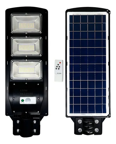 Kit 4 Solar Luminária Pública Poste Rua Led 150w C/ Sensor Cor Preto Menor preço em Kit 4 Solar Luminária Pública Poste Rua Led 150w C/ Sensor Cor Preto