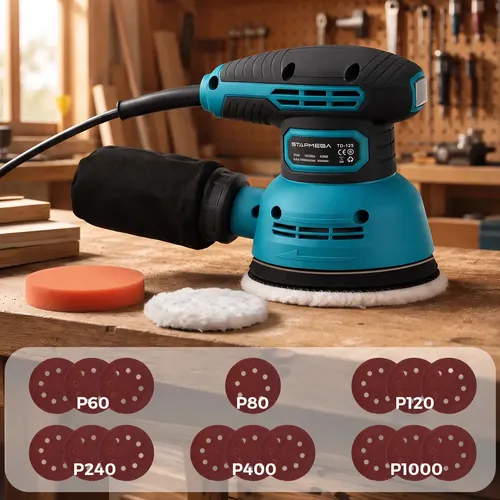 Starmega Lixadeira Orbital 300W Profissional Potente 12.000 Opm Circu