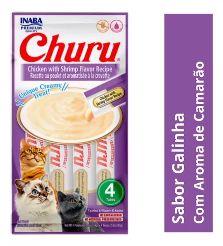 Sachê Purê Churu Galinha para Gatos com 4 unidades - 56g