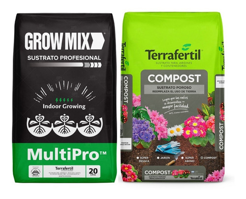 Sustrato Growmix Terrafertil Multipro 20lts Con Compost 20lt