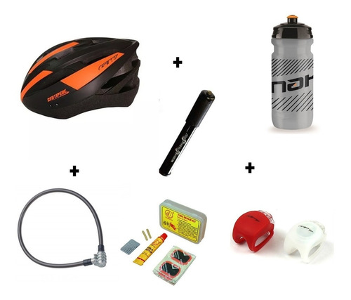 Combo Bicicleta Kit Despinche Termo+casco+luz+candado+bomba