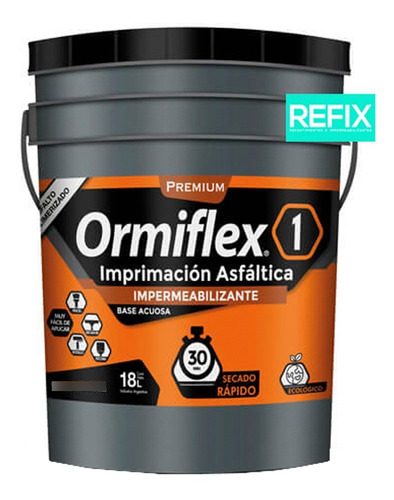 Ormiflex 1 Pintura Asfáltica Emulsión Secado Rápido 18lt