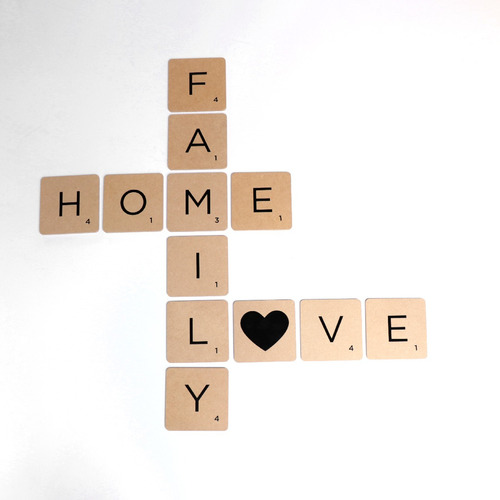 12 Letras Tipo Scrabbles Natural  Home, Family, Love , 10x10
