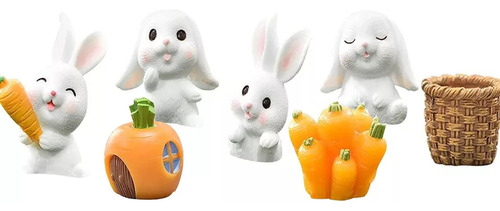 Fe 7 Piezas De Muñecas De Conejo En Miniatura De Jardín De