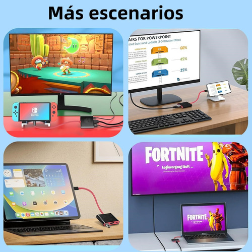 Negro Dock Hub Portátil Para Nintendo Switch Usb3.0 Tv Hdmi