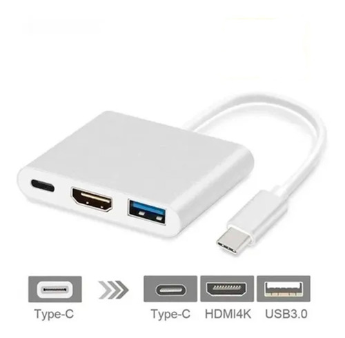 Adaptador Convertidor Usb C Hub 3 En 1 A Usb-c/hdmi/usb 3.0 