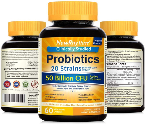 Probioticos 50 Mil Millones Cfu 20 Cepas, 60 Cáps De Eeuu 
