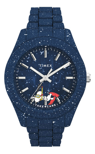 Reloj Waterbury Ocean X Peanuts Para Hombre Azul Esfera 1.61