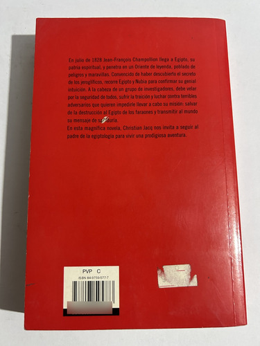 Libro El Egiptólogo - Christian Jacq - Muy Buen Estado (Usado)