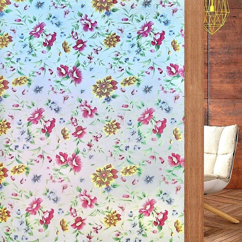 Película Esmerilada Para Ventana 3m X 45cm Diseños Color Flores