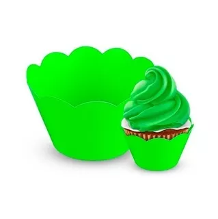 24 Wrappers Saia Cupcake Neon Verde Nº0 Brilha Com Luz Negra