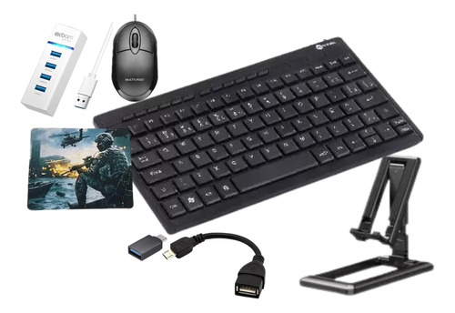 Teclado Mouse Suporte Kit P/ Tablet Celular Trabalho Estudo