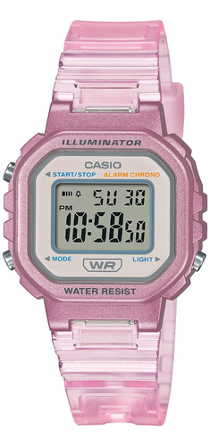 Reloj Casio La-20whs Vintage Retro Cronometro Luz Led Gemma Color de la malla Rosa Color del bisel Rosa claro Color del fondo Gris