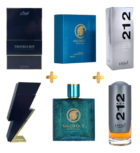 3pk 100ml Perfume Trouble Boy 212 Eros Hombre