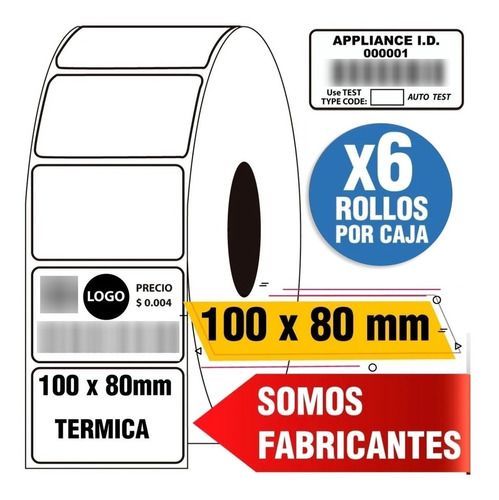 Etiquetas 100 X 80 Mm Termico X 6 Unidades