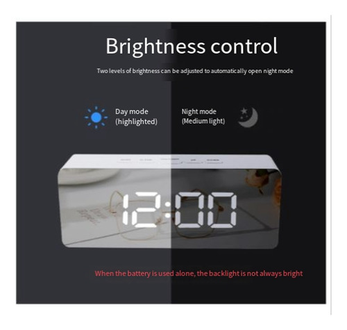 Para Reloj Digital Con Espejo Led Para Dormitorio,